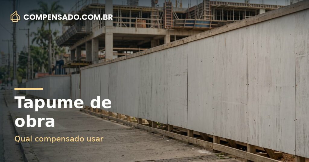 Tapume de obra feito com compensado