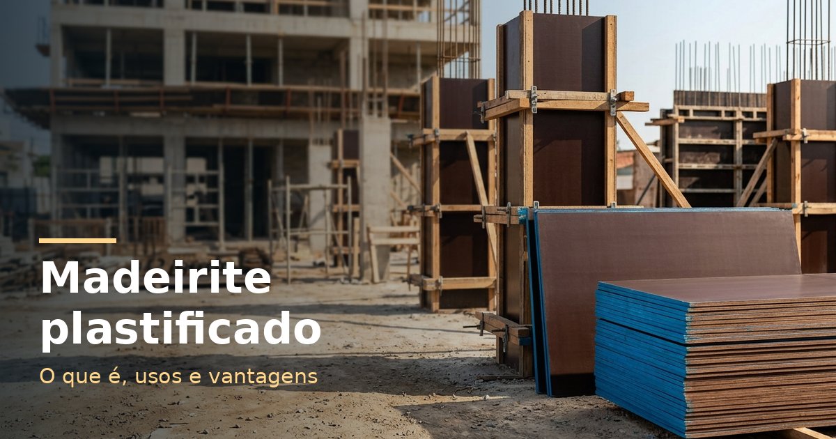 Madeirite plastificado usado como fôrma de pilares em um canteiro de obras