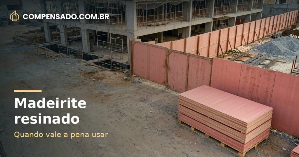 Chapa madeirite resinado: madeira 2,20 x 1,10 m, de 5mm a 10mm, cola branca ou fenólica